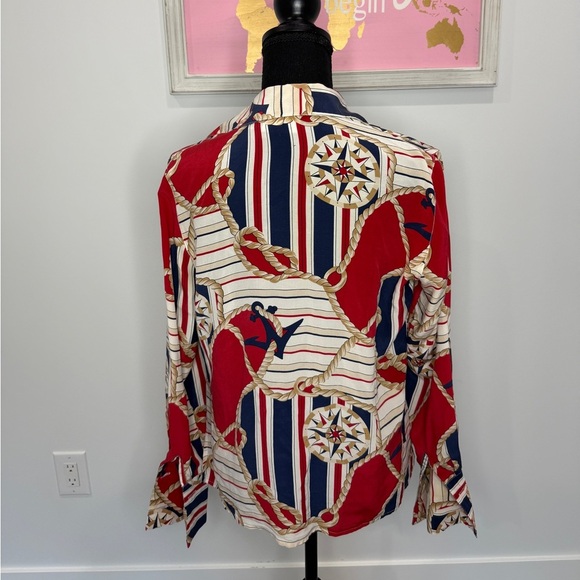 Patchington 100% Silk Button Up Blouse (XS) - Picture 3 of 5